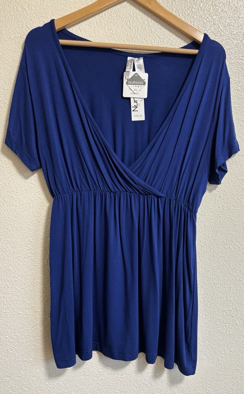 Nursing Sleep Chemise Blue Elastic Waist Maternity Nurture by Lamaze Size XL